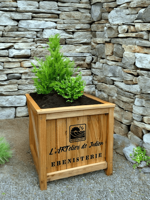 Bac à plantes et arbustes en bois de Châtaignier - Style Caisse de Transport - Accessoire pour Jardin et Terrasse -l'Artelier de Julien
