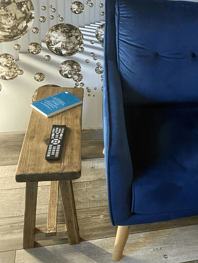 banc de canapé vintage en bois massif de chataignier par l'Artelier de julien