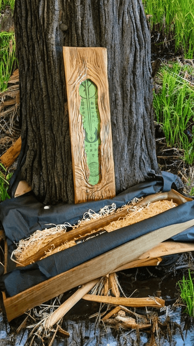 Bâton de Gimer du grand Maître Jedi dans son écrin en bois- réalisation sur commande - l'ARTelier de julien