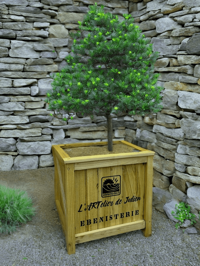 Bac à plantes et arbustes en bois de Châtaignier - Style Caisse de Transport - Accessoire pour Jardin et Terrasse -l'Artelier de Julien
