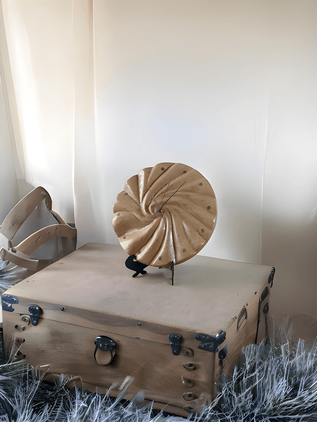 Horloge Murale en Bois Massif de Châtaignier -Modèle spirale-  Artisanat Français Unique par l'ARTelier de Julien