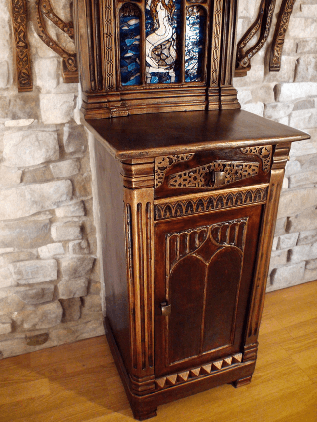 Meuble Harry Potter - salle de bain des préfets - vitrail de la sirène par l'Artelier de julien